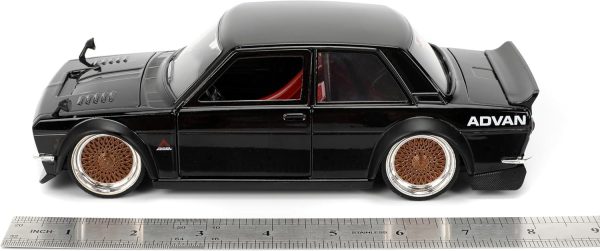 Jada Toys JDM Tuners 1:24 Scale Die-Cast 1973 Datsun 510 – Opening Doors, Detailed Interior, Rubber Tires, Collectible for Ages 8+(Gloss Black) - Image 3