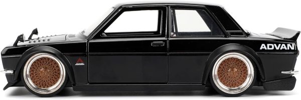 Jada Toys JDM Tuners 1:24 Scale Die-Cast 1973 Datsun 510 – Opening Doors, Detailed Interior, Rubber Tires, Collectible for Ages 8+(Gloss Black) - Image 8
