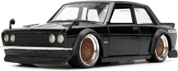 Jada Toys JDM Tuners 1:24 Scale Die-Cast 1973 Datsun 510 – Opening Doors, Detailed Interior, Rubber Tires, Collectible for Ages 8+(Gloss Black) - Image 9