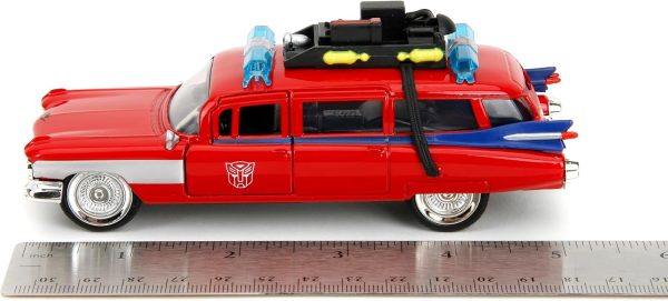 Jada Hollywood Rides Transformers x Ghostbusters Ecto-1 G1 Mashup - Die-cast Car with Opening Doors, 1:32 Scale, Ages 8+ (40th Anniversary Edition) - Image 3