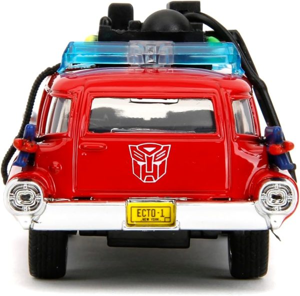 Jada Hollywood Rides Transformers x Ghostbusters Ecto-1 G1 Mashup - Die-cast Car with Opening Doors, 1:32 Scale, Ages 8+ (40th Anniversary Edition) - Image 6