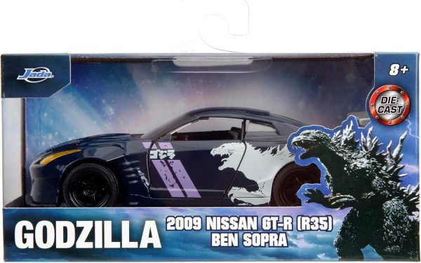 Jada Hollywood Rides 1:32 Scale Die-Cast 2009 Nissan GT-R (R35) Ben Sopra Godzilla – Opening Doors, Rubber Tires – Collectible for Adults – Toho Licensed - Image 2