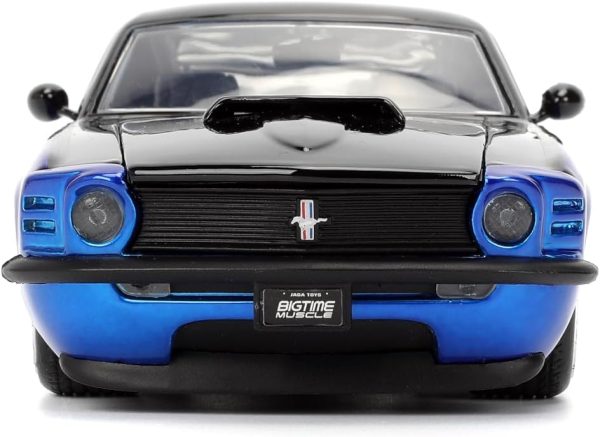 Jada Toys Bigtime Muscle 1:24 1970 Ford Mustang Boss 429 Die-cast Car – Opening Doors, Hood, Trunk, Rubber Tires(Candy Blue/Black Flames) - Image 6