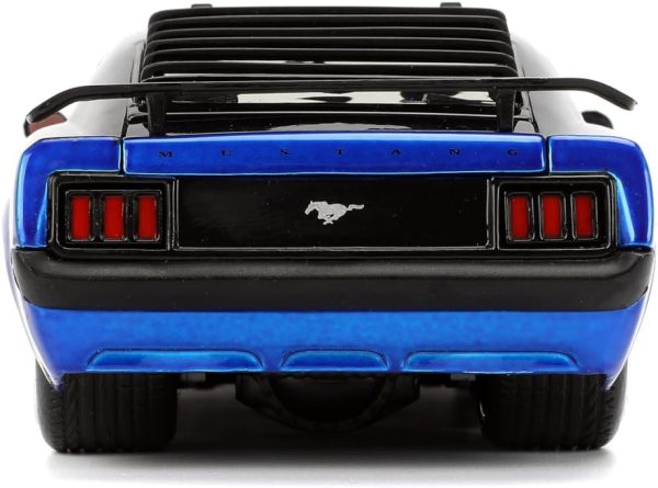 Jada Toys Bigtime Muscle 1:24 1970 Ford Mustang Boss 429 Die-cast Car – Opening Doors, Hood, Trunk, Rubber Tires(Candy Blue/Black Flames) - Image 9