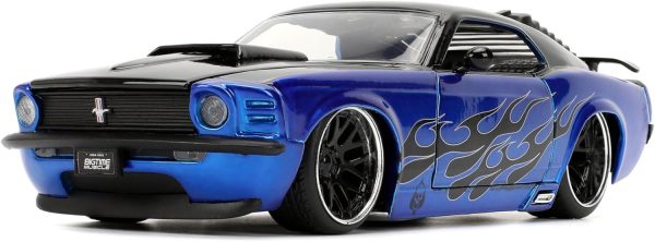 Jada Toys Bigtime Muscle 1:24 1970 Ford Mustang Boss 429 Die-cast Car – Opening Doors, Hood, Trunk, Rubber Tires(Candy Blue/Black Flames) - Image 10