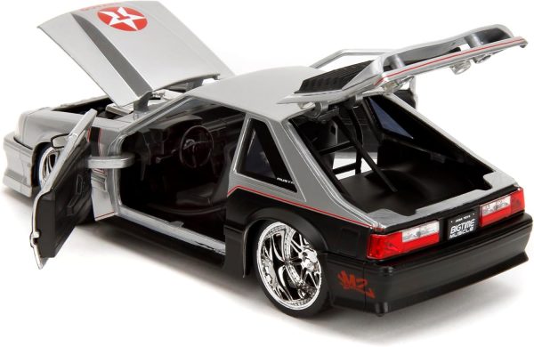 Jada Toys Bigtime Muscle 1:24 1989 Ford Mustang GT Texaco Die-cast Car – Opening Doors, Hood, Trunk, Rubber Tires(Candy Silver) - Image 5
