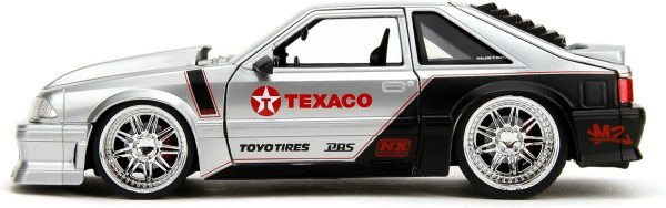 Jada Toys Bigtime Muscle 1:24 1989 Ford Mustang GT Texaco Die-cast Car – Opening Doors, Hood, Trunk, Rubber Tires(Candy Silver) - Image 9