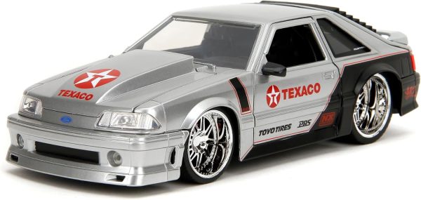 Jada Toys Bigtime Muscle 1:24 1989 Ford Mustang GT Texaco Die-cast Car – Opening Doors, Hood, Trunk, Rubber Tires(Candy Silver) - Image 10