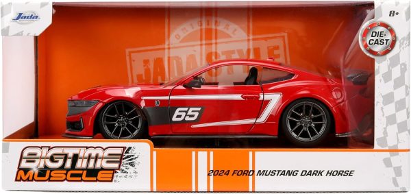 Jada Toys Bigtime Muscle 1:24 2024 Ford Mustang Dark Horse Die-cast Car – Opening Doors, Hood, Trunk, Rubber Tires(Glossy Red) - Image 2