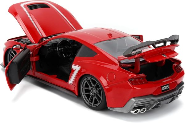 Jada Toys Bigtime Muscle 1:24 2024 Ford Mustang Dark Horse Die-cast Car – Opening Doors, Hood, Trunk, Rubber Tires(Glossy Red) - Image 4