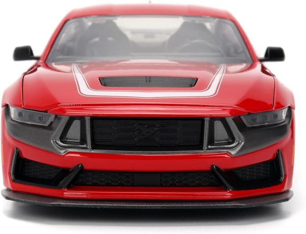 Jada Toys Bigtime Muscle 1:24 2024 Ford Mustang Dark Horse Die-cast Car – Opening Doors, Hood, Trunk, Rubber Tires(Glossy Red) - Image 6