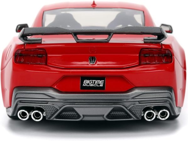 Jada Toys Bigtime Muscle 1:24 2024 Ford Mustang Dark Horse Die-cast Car – Opening Doors, Hood, Trunk, Rubber Tires(Glossy Red) - Image 7